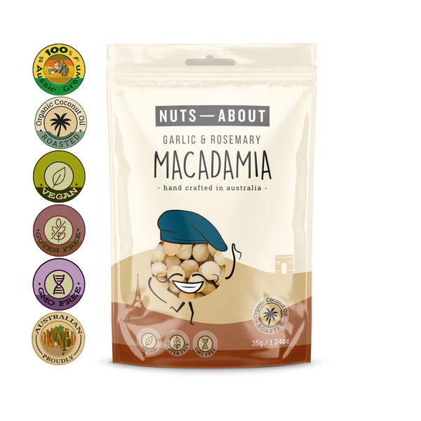 Macadamia Nuts Garlic & Rosemary Salt - Snack Pack