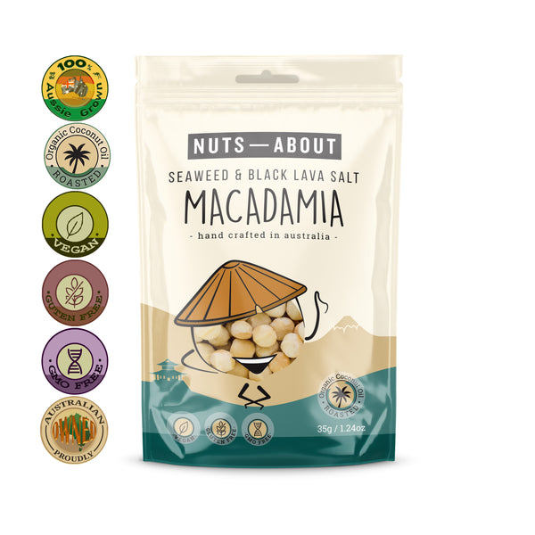 Macadamia Nuts Seaweed and Black Lava Salt - Snack Pack